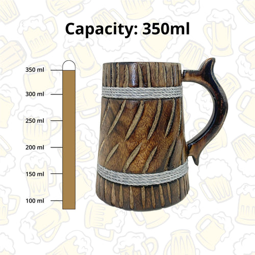 SuperGeneriX Beer Mug | Wooden Beer Mug | Craft Beer Mug | Barrel Shaped Jumbo Mug | Natural Beer Mug | Unique Beer Mug (Light Brown)