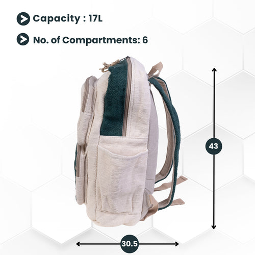 TruHemp Handmade Multi-Pocket Hemp Backpack– Durable & Spacious Backpack with Zippered Compartments, Adjustable Straps for Travel, and Outdoor Activities
