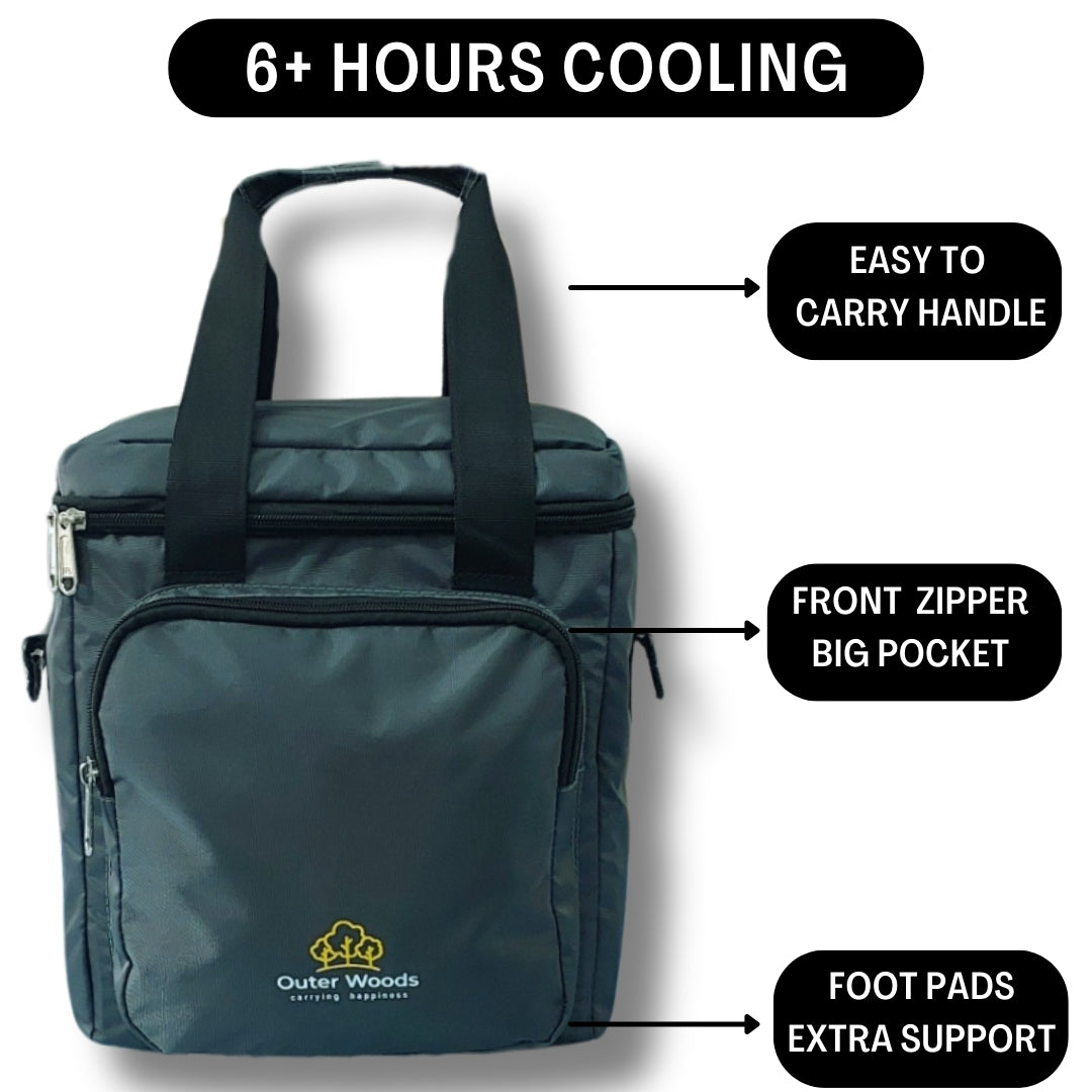Outer Woods Insulated 6 Bottle Cooler Bag, with 6 Units of Ice Gel Packs, Wine Cooler Bag, Beer Cooler Bag, Insulated Bag, Fits 6 Full Size Bottles