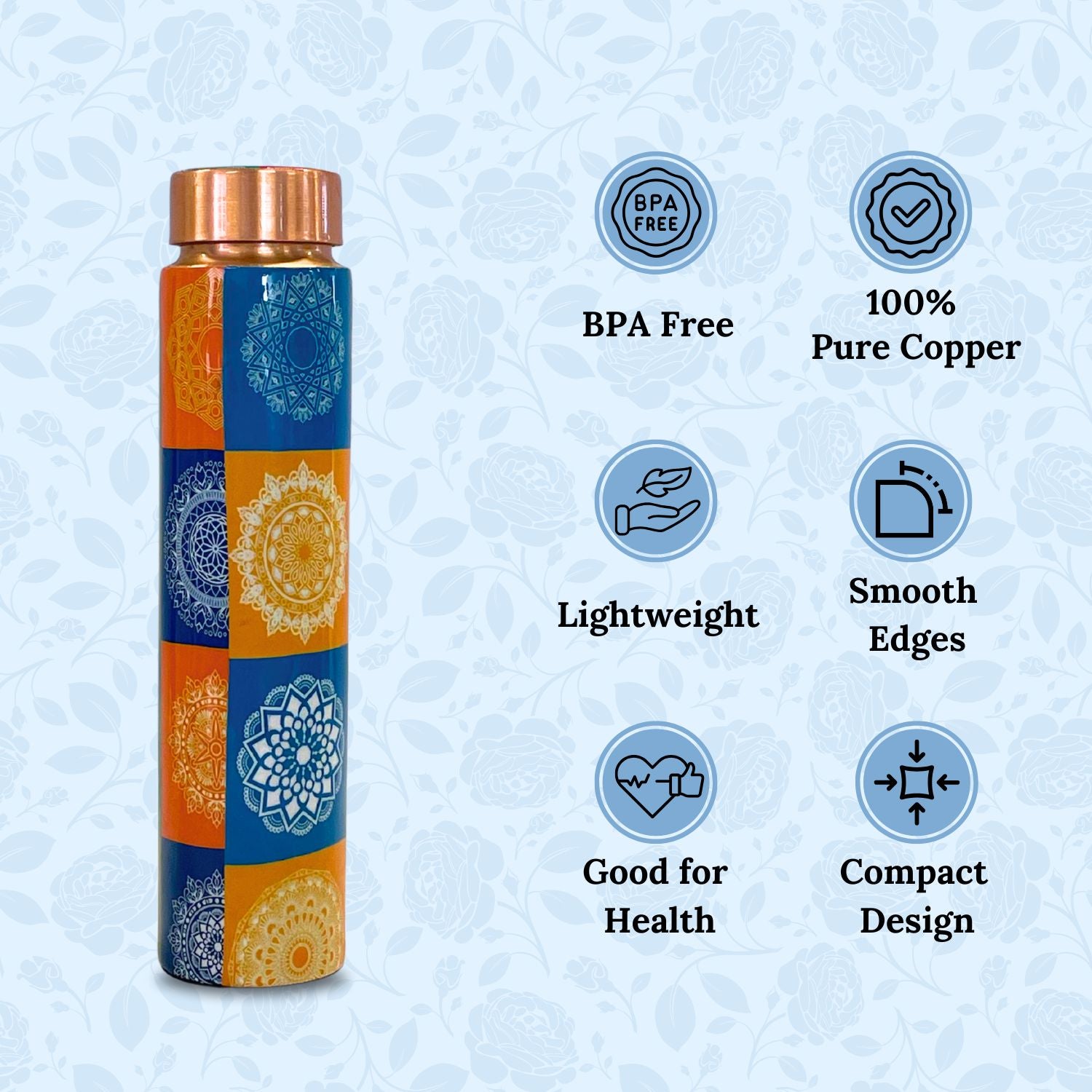 SuperGeneriX Copper Water Bottle (650 ml), Leakproof, Pure Copper Water Bottle, Tamba Bottles, Authentic, Durable Bottle