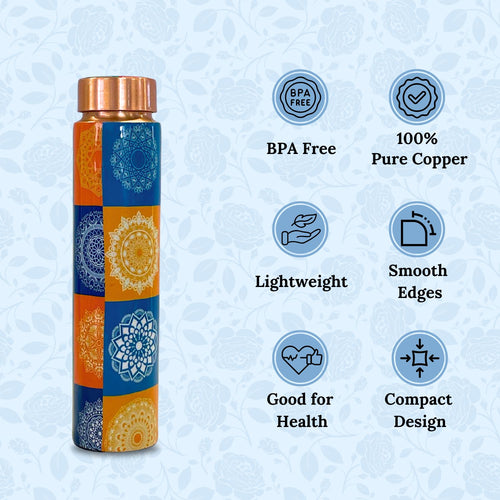 SuperGeneriX Copper Water Bottle (650 ml), Leakproof, Pure Copper Water Bottle, Tamba Bottles, Authentic, Durable Bottle for Everyday Use (Multicolour)