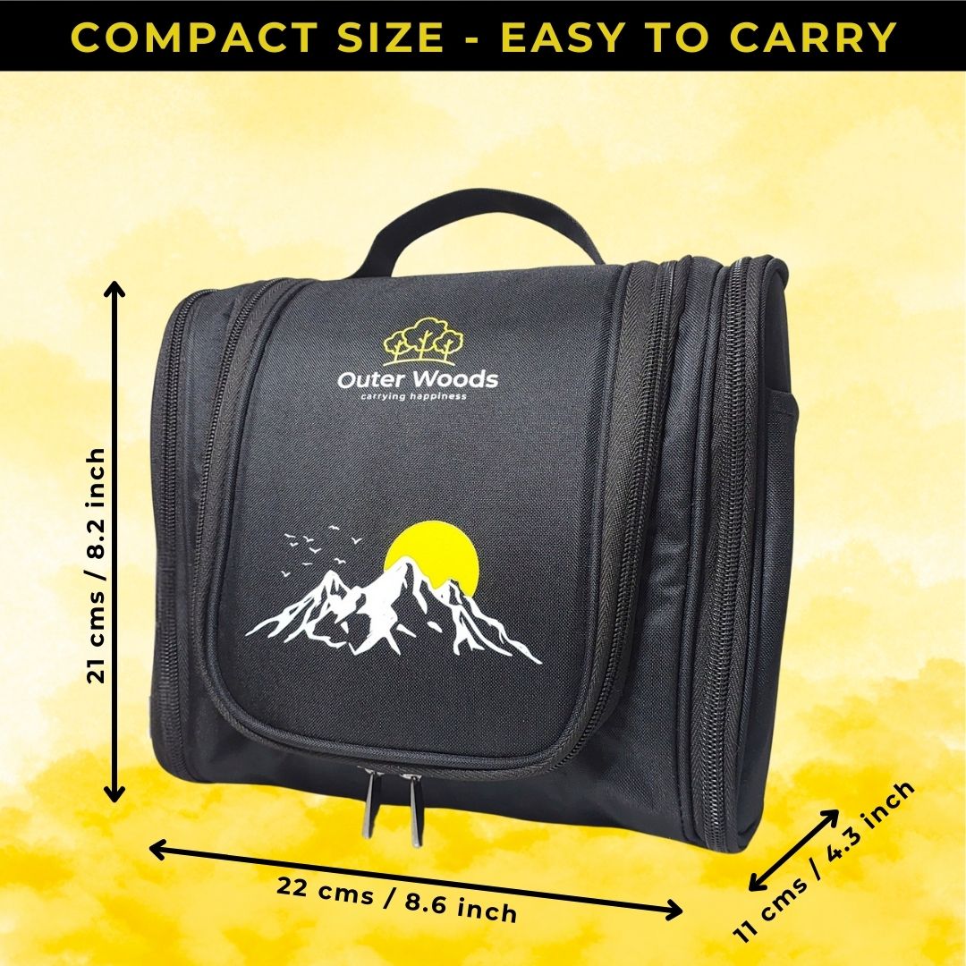 Outer Woods Travel Toiletry Bag with Hanging Hook, Waterproof Travel Pouch with Multiple Compartments for Cosmetics and Toiletries