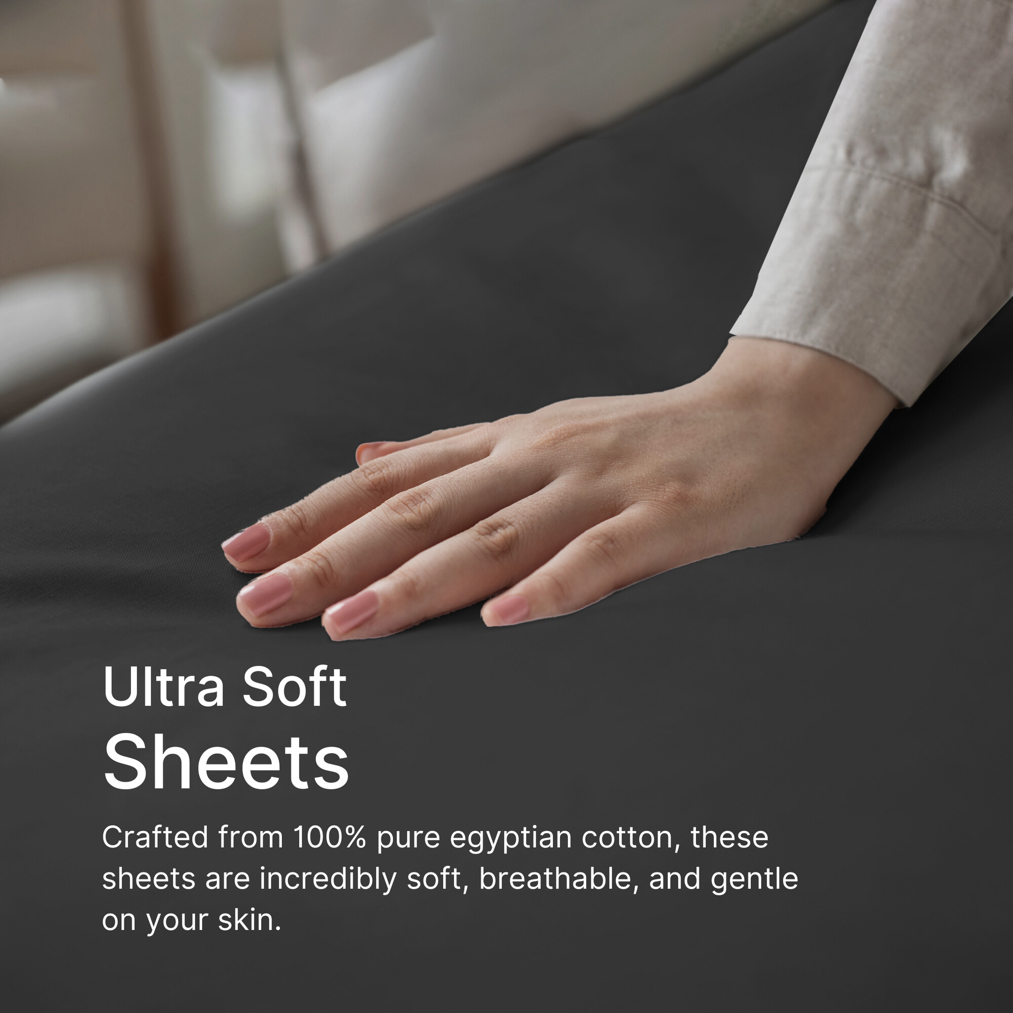 bellolin 100% Cotton Bed Sheet Set with Deep Pocket, 400 Thread Count Extra Soft Bed Sheet, Cooling Sheet with 2 Pillow Covers - 4 Piece Set