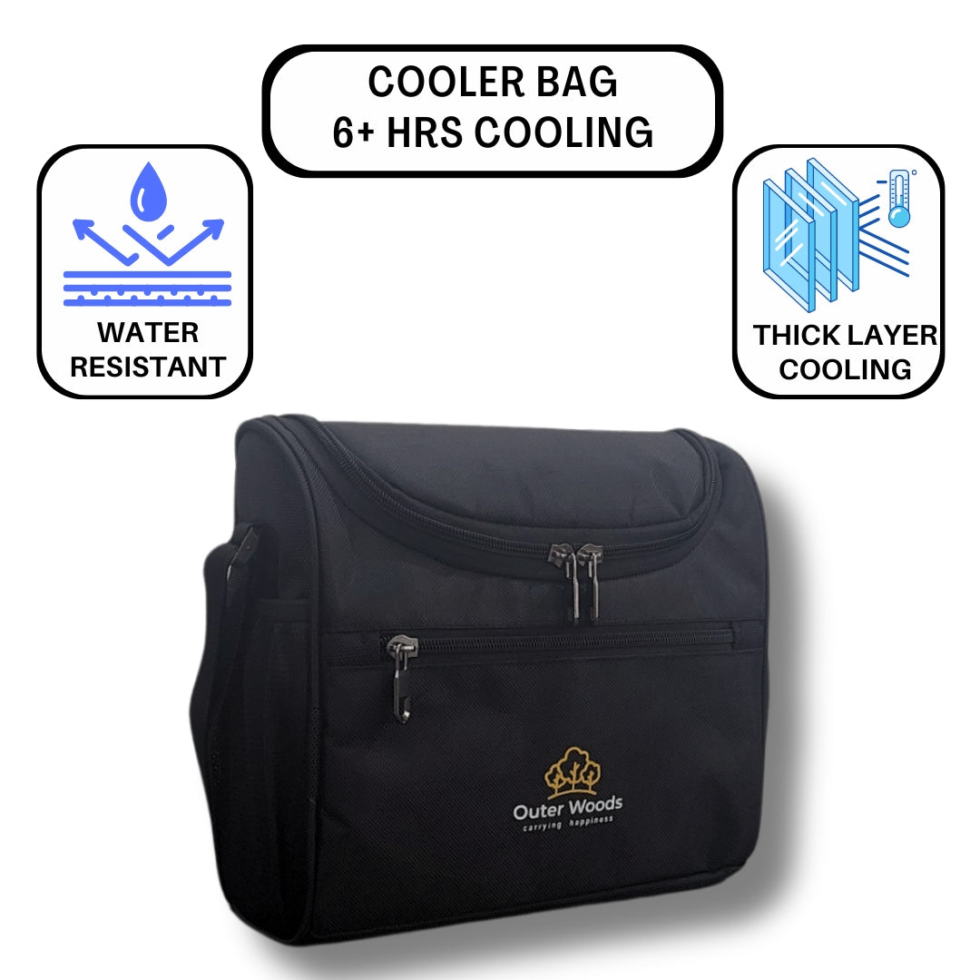 Outer Woods Insulated 8 Pint Bottle Bag, Fits 8 x 330 ml Pint Bottles, 6 to 8 Hours Cooling, Includes 4 Ice Gel Packs
