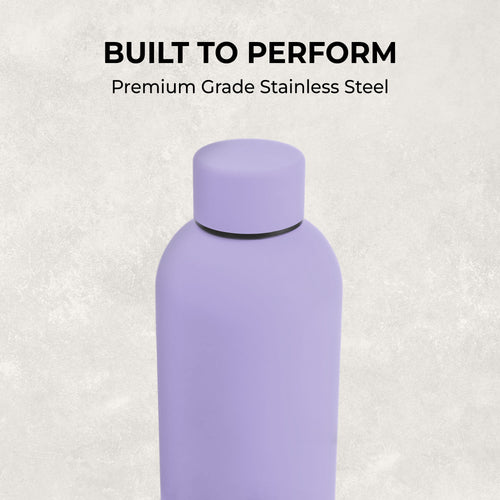 SuperGeneriX 17oz Matte Finish Stainless Steel Water Bottle | Vacuum Insulated Travel Bottle |12 hrs Hot & 18 hrs Cold| Smooth Rubber Finish Water Bottle (Black)
