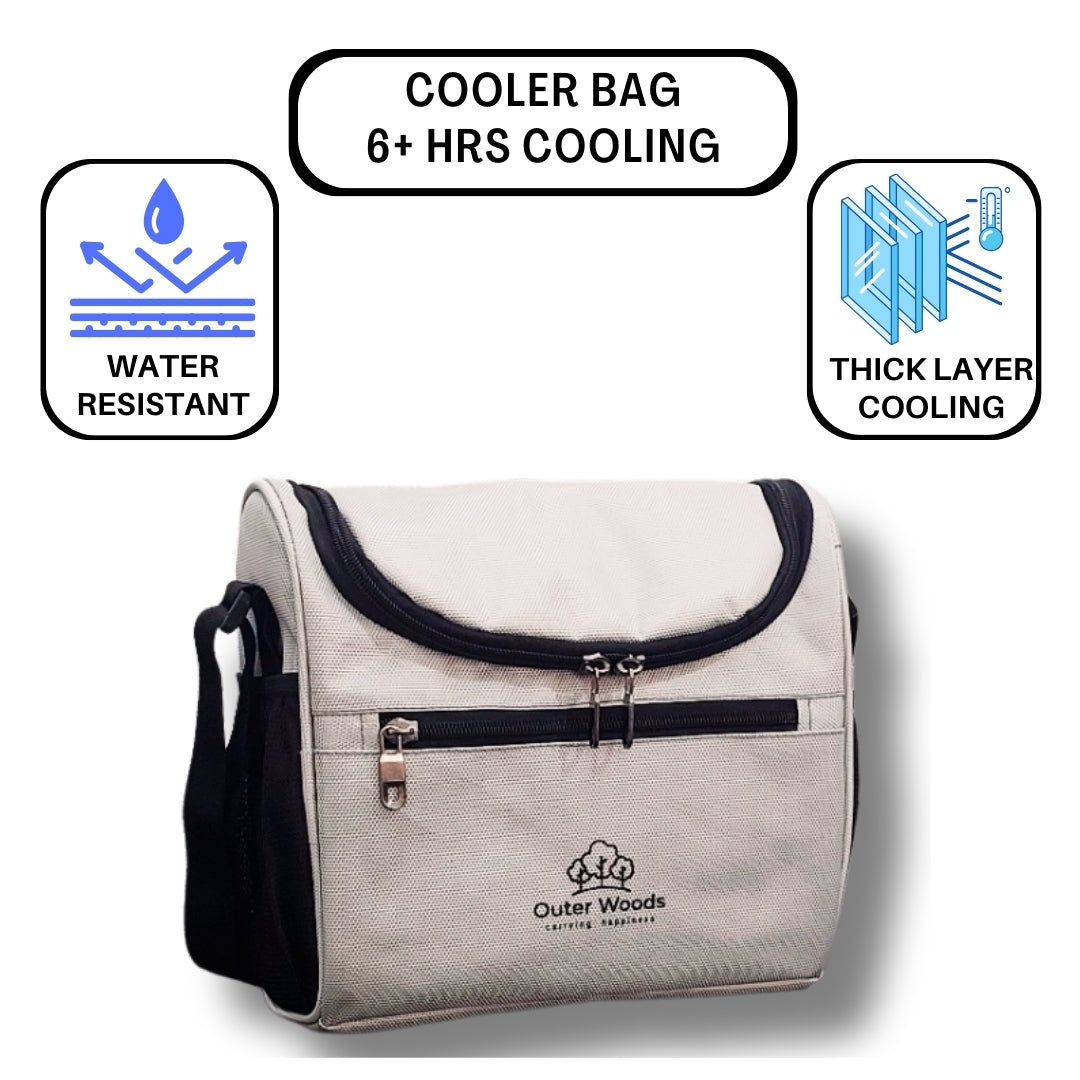 Outer Woods Insulated 8 Pint Bottle Bag, Fits 8 x 330 ml Pint Bottles, 6 to 8 Hours Cooling, Includes 4 Ice Gel Packs