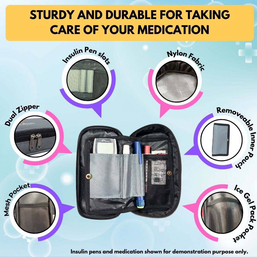 Outer Woods Insulin Cooling Travel Pouch with Two Ice Gel Packs, Cold Pack for Insulin, Insulin Carrier Bag, Keeps Insulin Safe and Cool for 6 to 8 Hours