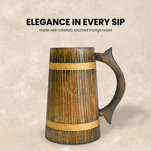 SuperGeneriX Beer Mug | Wooden Beer Mug | Craft Beer Mug | Barrel Shaped Jumbo Mug | Natural Beer Mug | Unique Beer Mug (Light Brown)