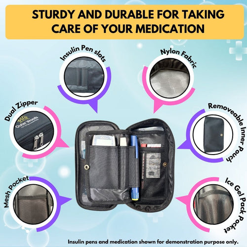 Outer Woods Insulin Cooling Travel Pouch with Two Ice Gel Packs, Cold Pack for Insulin, Insulin Carrier Bag, Keeps Insulin Safe and Cool for 6 to 8 Hours