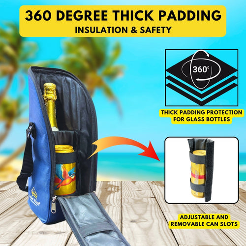 Outer Woods Insulated 1.5 Bottle Cooler Bag, with 2 Units of Ice Gel Pack, for Wine, Beer, Whisky, and All Kinds of Bottles