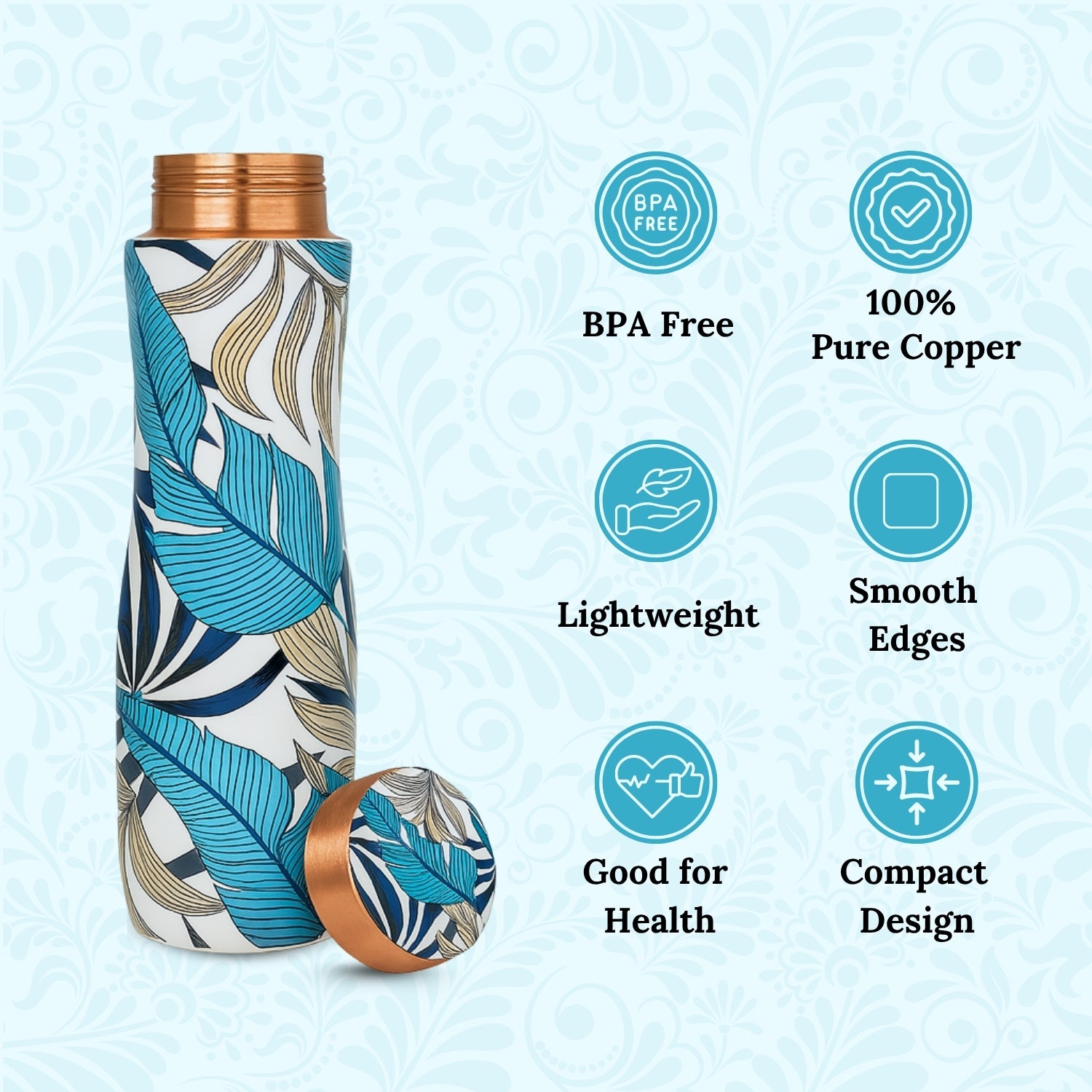 SuperGeneriX Copper Water Bottle (1 Litre), Leakproof, Pure Copper Water Bottle, Tamba Bottles, Authentic, Durable Bottl