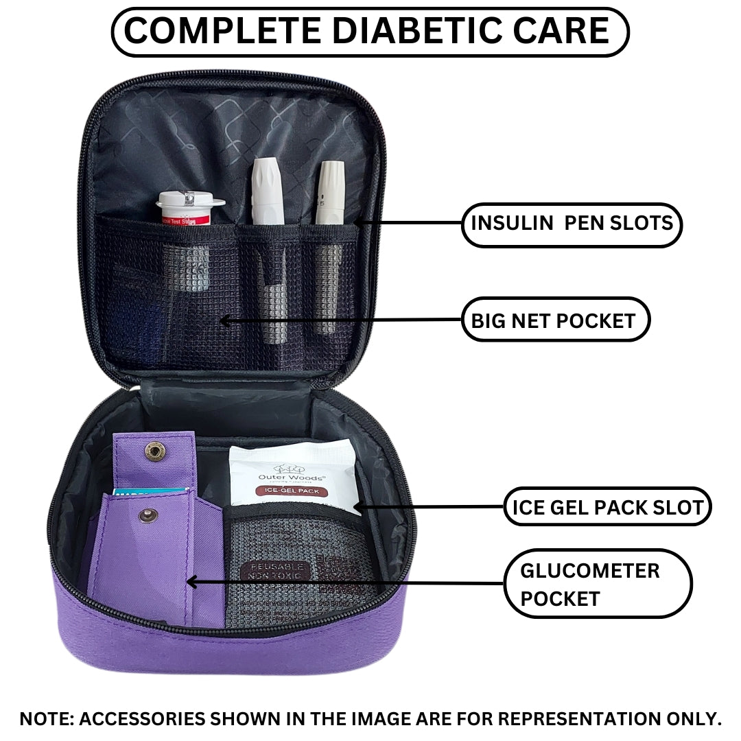 Outer Woods Nylon Insulin Cooling Travel Bag with Two Ice Gel Packs, Keeps Insulin Cool and Safe for 6 to 8 Hours, Insulin Cooler Travel Pouch
