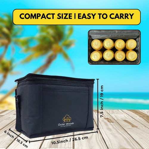 Outer Woods Insulated 8 Can Cooler Bag | Fits 8 x 500ml Beer Cans | Keep Drinks Cool for up to 10 Hours | Ideal for Carrying Beer, Soda, Juice, Milk and Water