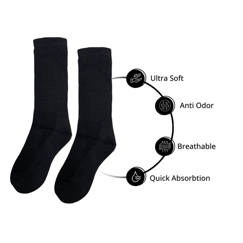 SuperGeneriX Athletic Crew Socks for Men | Crew Length Socks for Sports | Polyester Crew Length Socks | Pack of 6 (US, Alpha, One Size, Regular, Regular, 6, White)