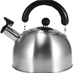 Stainless Steel Whistling Tea Kettle for Camping & Indoor Use | Fast Boiling Water Kettle with Heat-Resistant Ergonomic Handle | Stainless Steel Coffee Kettele | 2.1 Quart - Silver