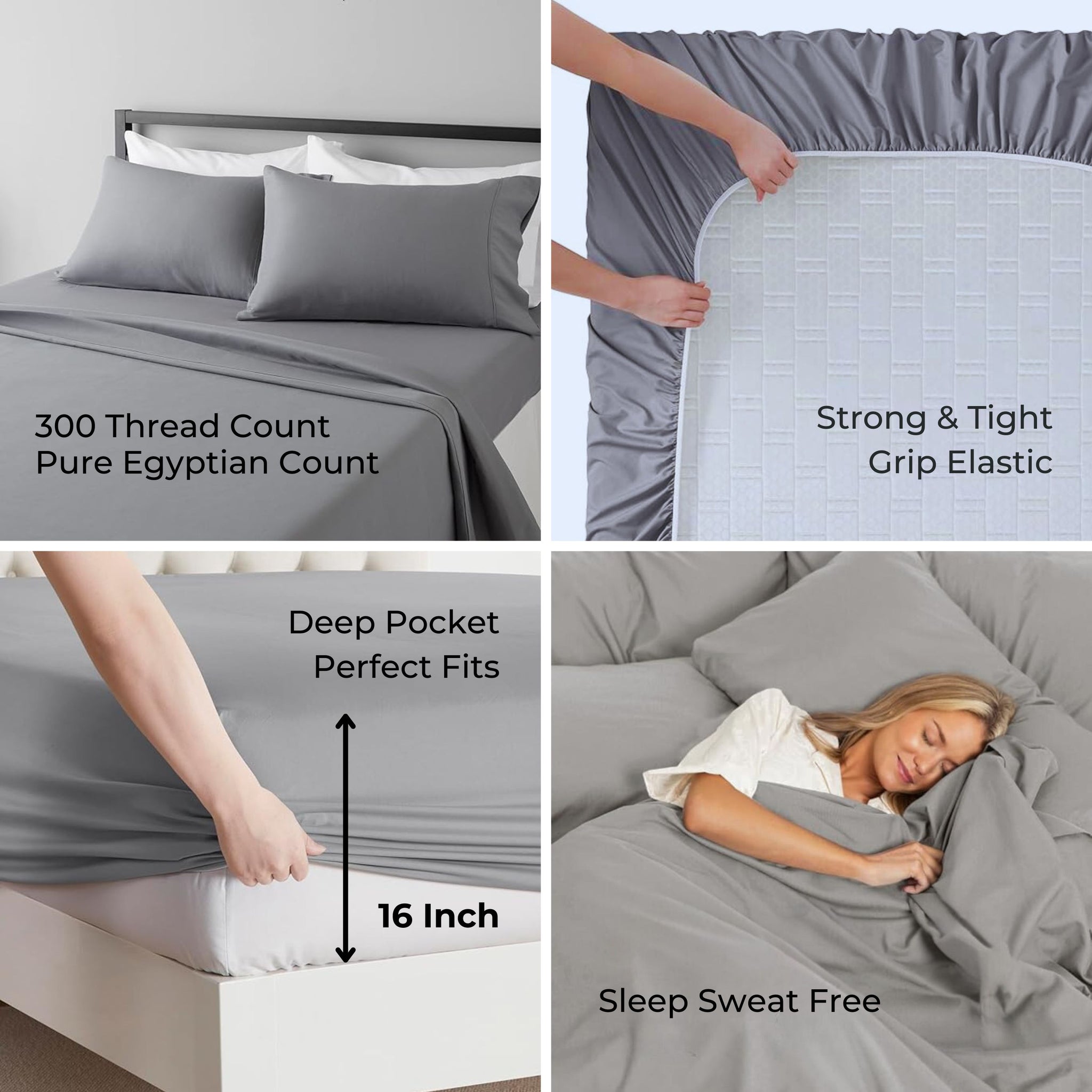 bellolin 100% Cotton Bed Sheet Set with Deep Pocket, 400 Thread Count Extra Soft Bed Sheet, Cooling Sheet with 2 Pillow Covers - 4 Piece Set