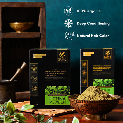 CLEAR MAGIX Premium Henna Powder for Hair Color and Care, Natural Hair Dye, Cassia Herbal Powder for Gray Coverage, Conditioning, and Shine, 100g