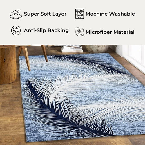 Washable Area Rug, Microfiber Material, Non-Slip Carpet for Living Room, Foldable Floor Cover, Machine Washable Rug for Bedroom & Office