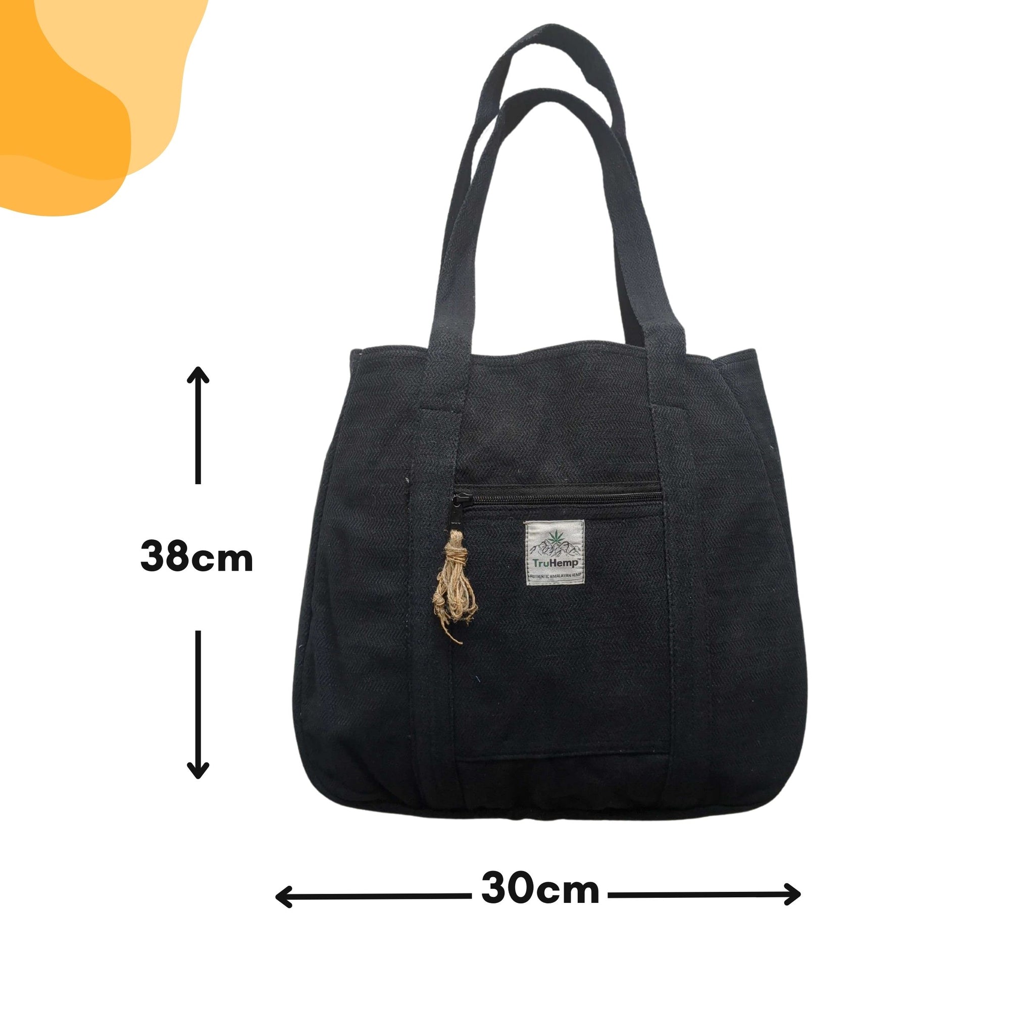 TruHemp Himalayan Hemp Tote Bag– Spacious Shopping Tote with Dual Zippered Compartments, Durable Market Bag with Cotton Lining, 10L Capacity