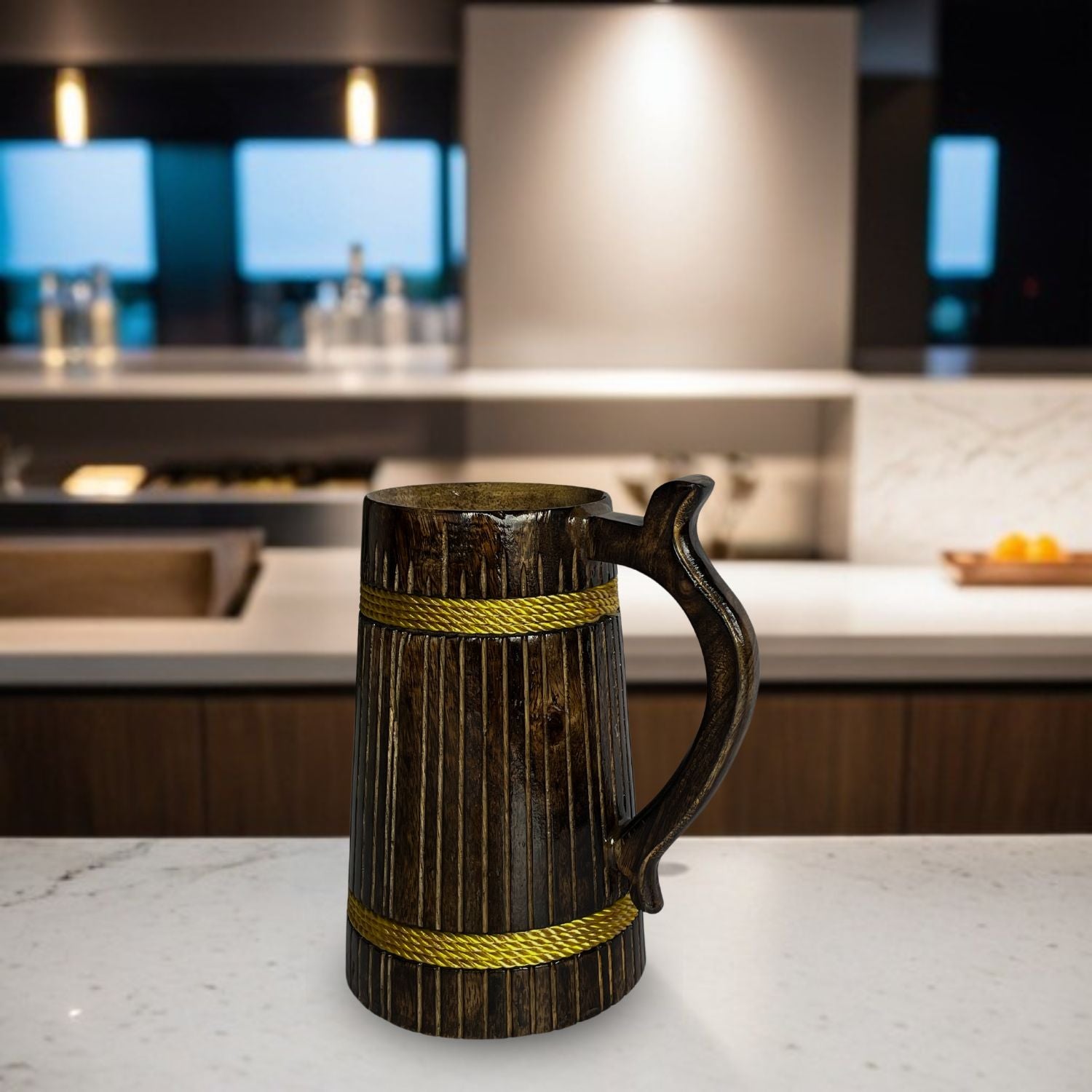 SuperGeneriX Beer Mug | Wooden Beer Mug | Craft Beer Mug | Barrel Shaped Jumbo Mug | Natural Beer Mug | Unique Beer Mug (Light Brown)