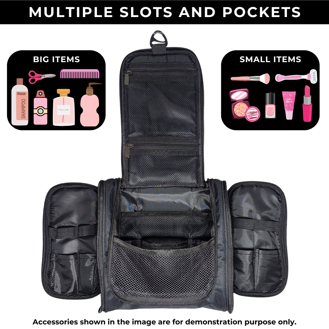 Outer Woods Travel Toiletry Bag with Hanging Hook, Waterproof Travel Pouch with Multiple Compartments for Cosmetics and Toiletries