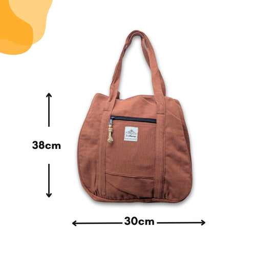 TruHemp Himalayan Hemp Tote Bag– Spacious Shopping Tote with Dual Zippered Compartments, Durable Market Bag with Cotton Lining, 10L Capacity