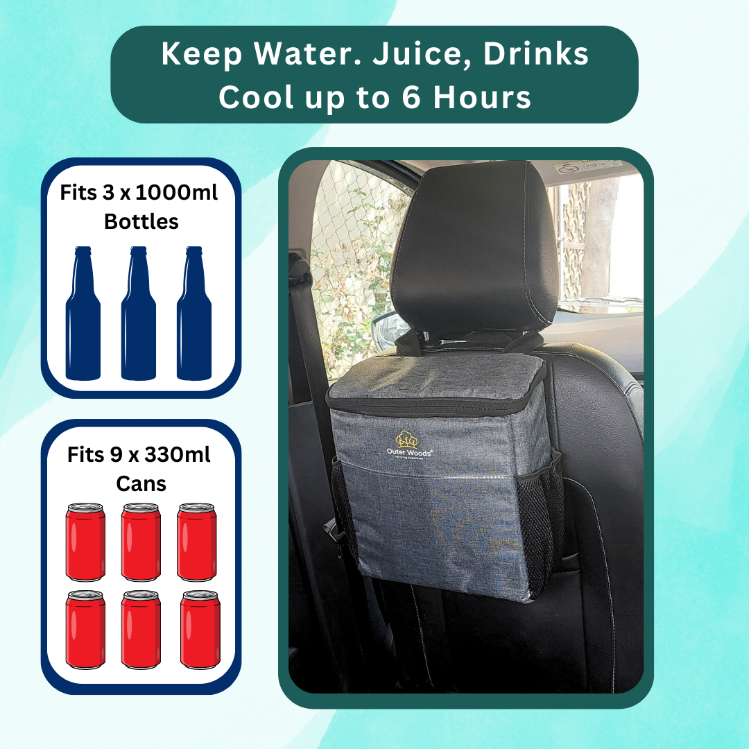 Outer Woods Car Cooler Bag with Adjustable Bottle Slots, Insulated Travel Bag for Cars and SUVs with Side Pockets and 6+ Hours Cooling