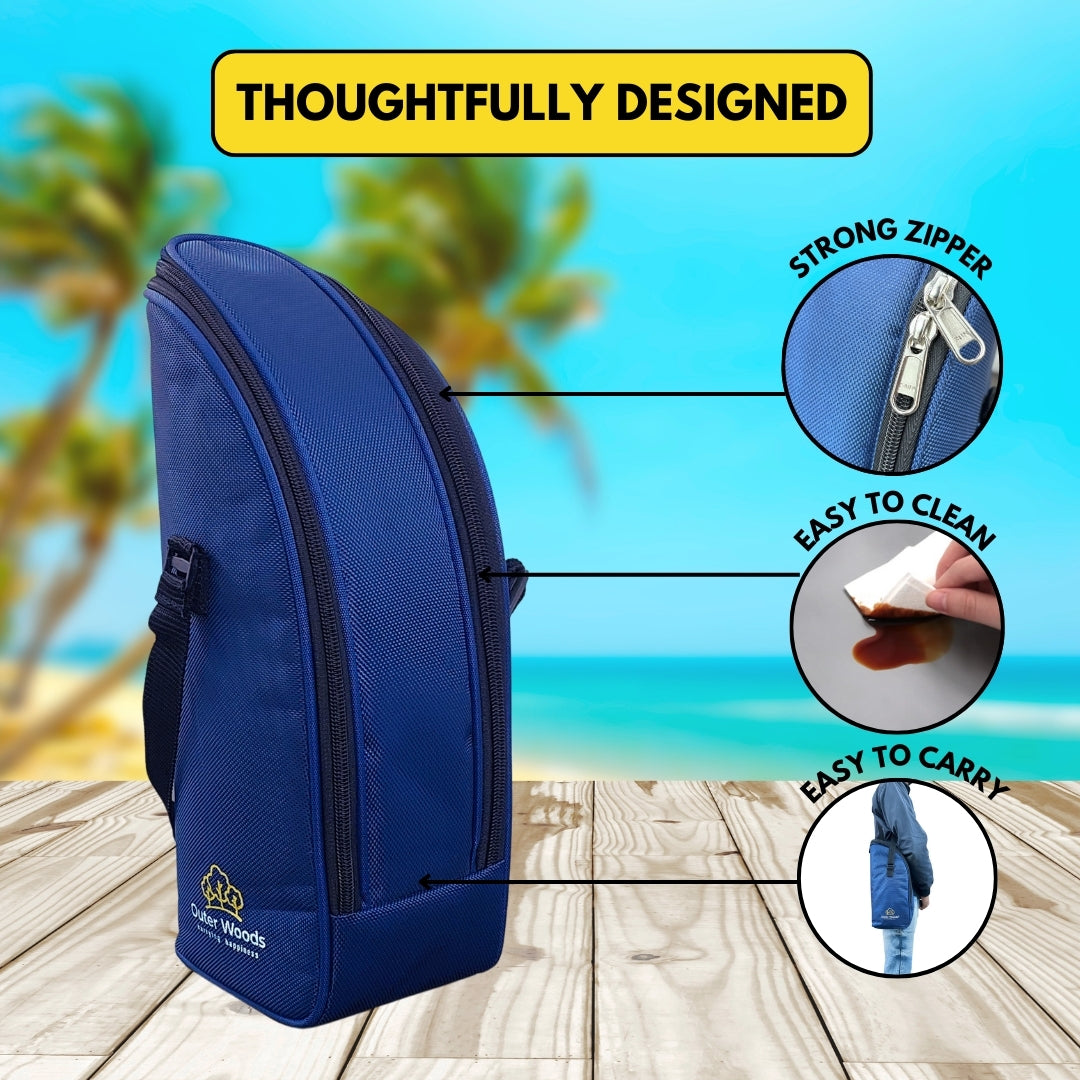 Outer Woods Insulated 1.5 Bottle Cooler Bag, with 2 Units of Ice Gel Pack, for Wine, Beer, Whisky, and All Kinds of Bottles