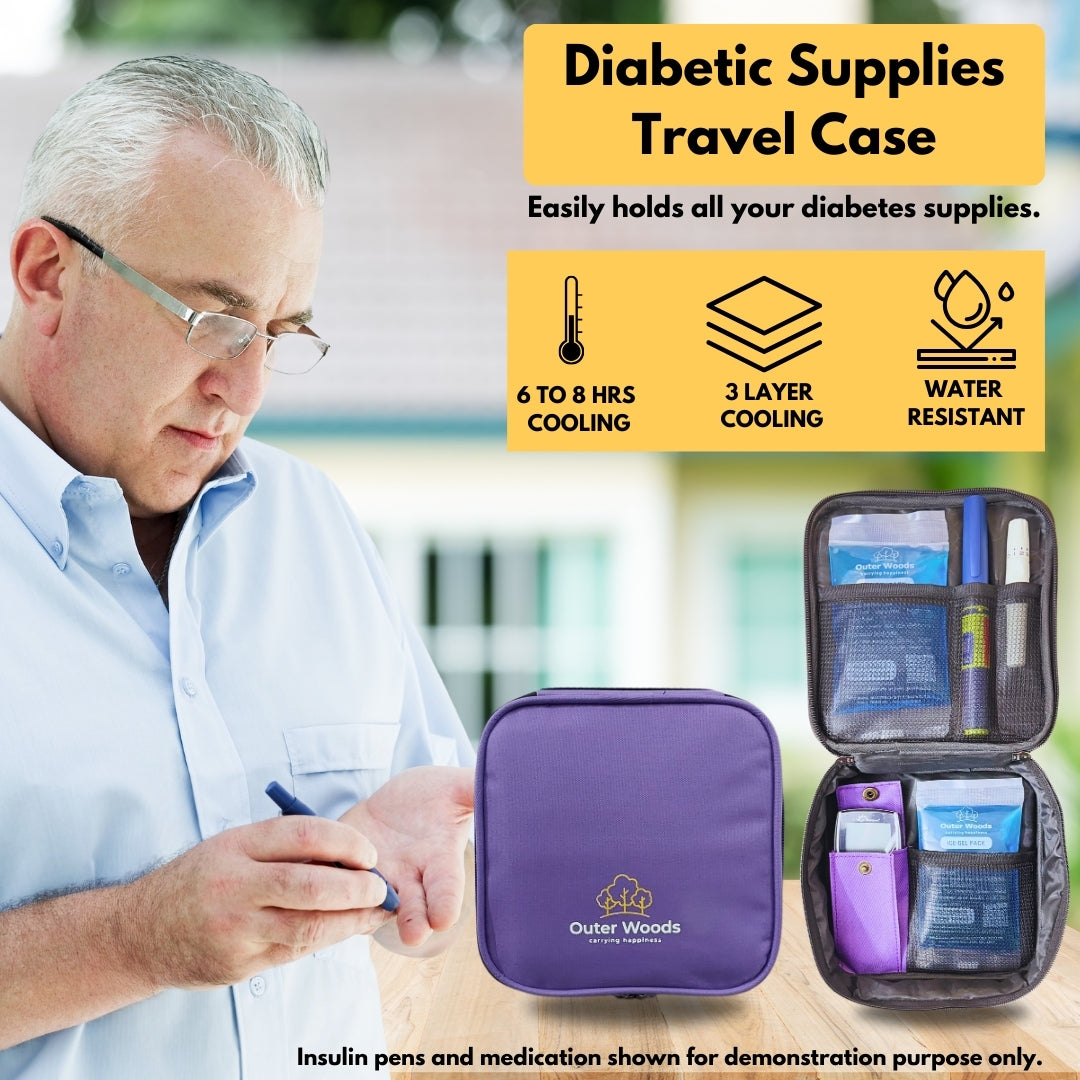 Outer Woods Nylon Insulin Cooling Travel Bag with Two Ice Gel Packs, Keeps Insulin Cool and Safe for 6 to 8 Hours, Insulin Cooler Travel Pouch