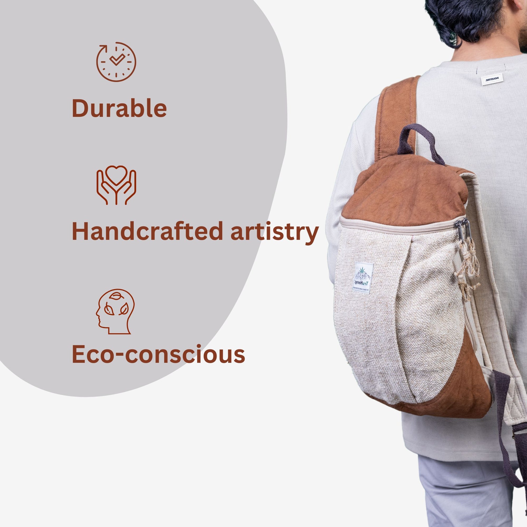 TruHemp Handcrafted Hemp Backpack– Spacious & Durable Backpack with Cotton Lining, Ideal for Everyday Use, Travel, and Work