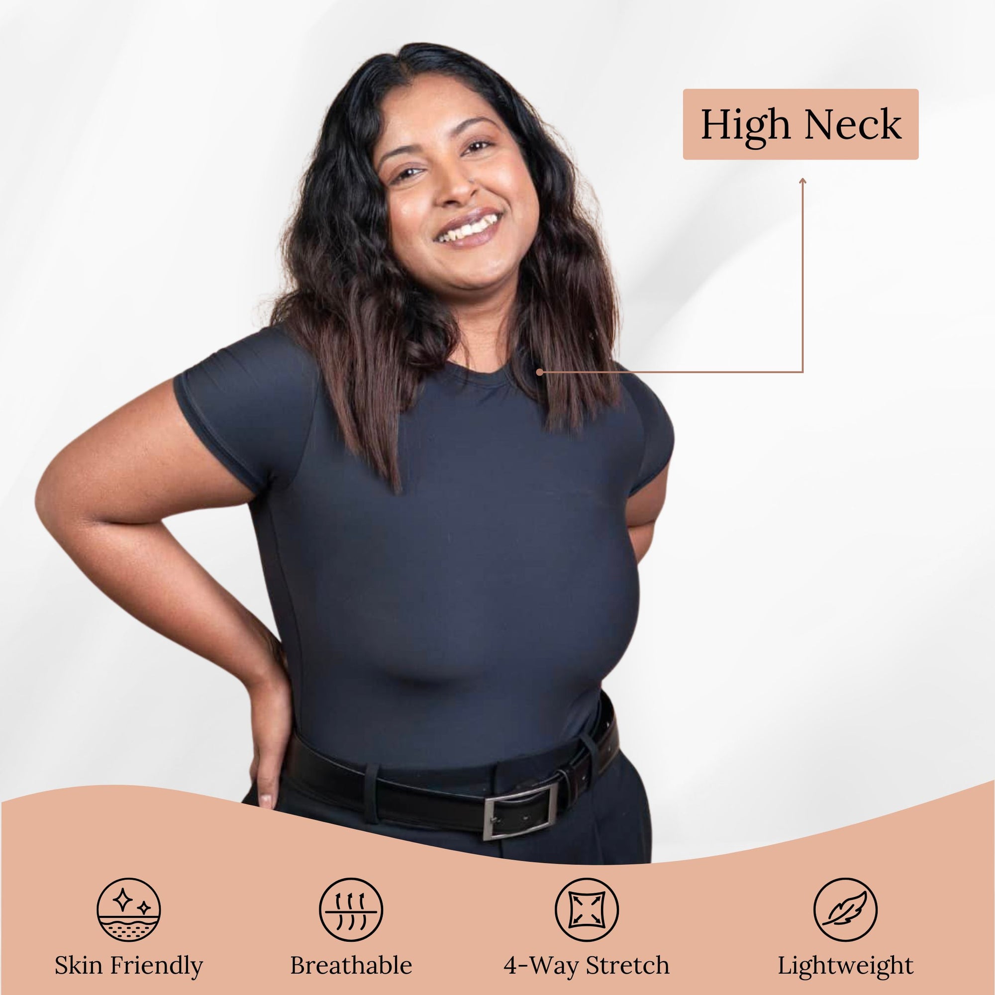 Sculpting Stretchable Body Suit for Women Short Sleeve Round Neck Body Suit Breathable & Comfortable