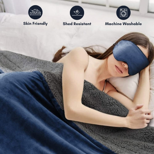 bellolin Thick and Warm Sherpa Fleece Throw Blanket for Winter, Soft Fuzzy Plush Blanket for Couch and Bed, Cozy All-Season Blanket, Navy