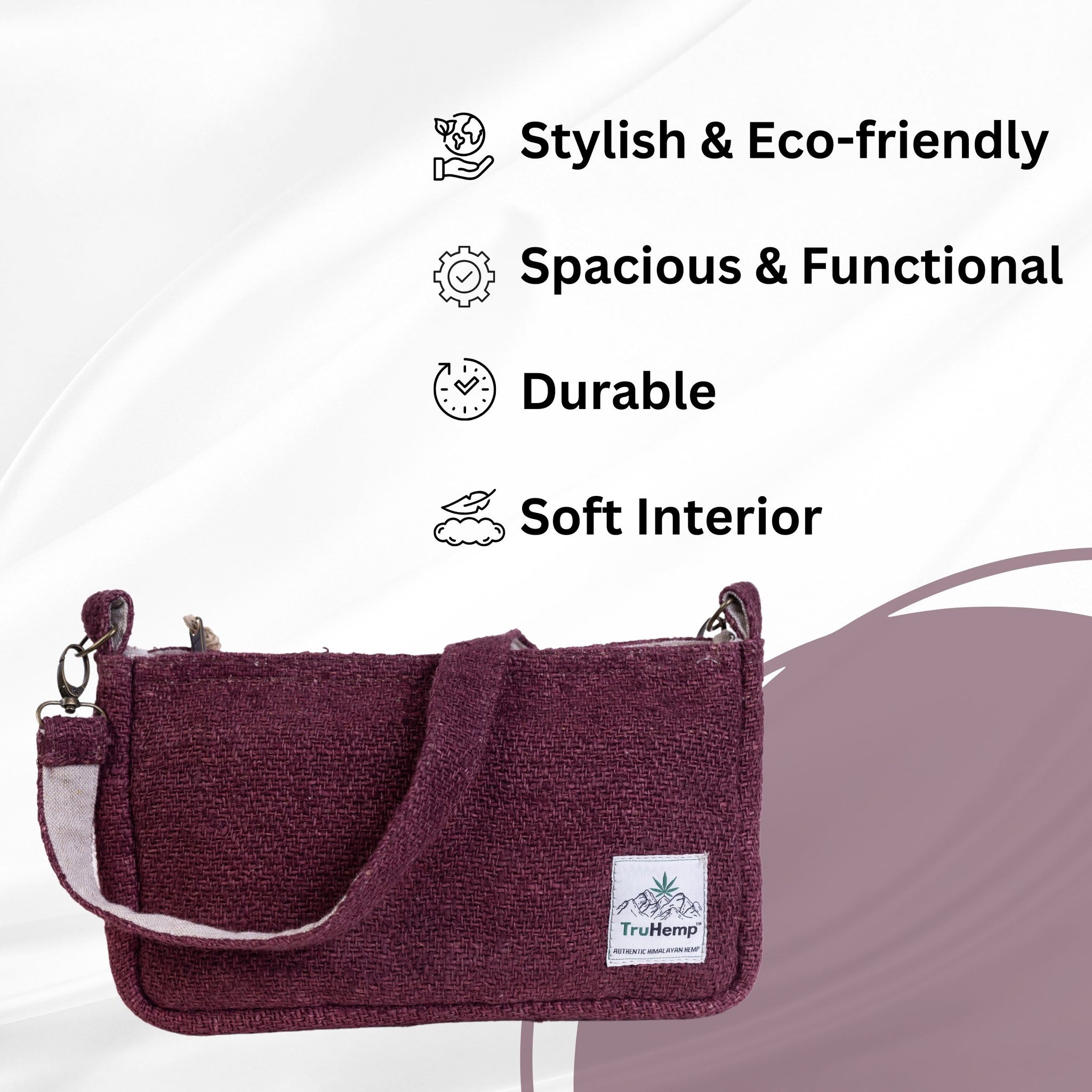 TruHemp Crossbody Bag – Stylish and Practical Shoulder Bag, Adjustable and Detachable Strap, Durable Zipper Closure
