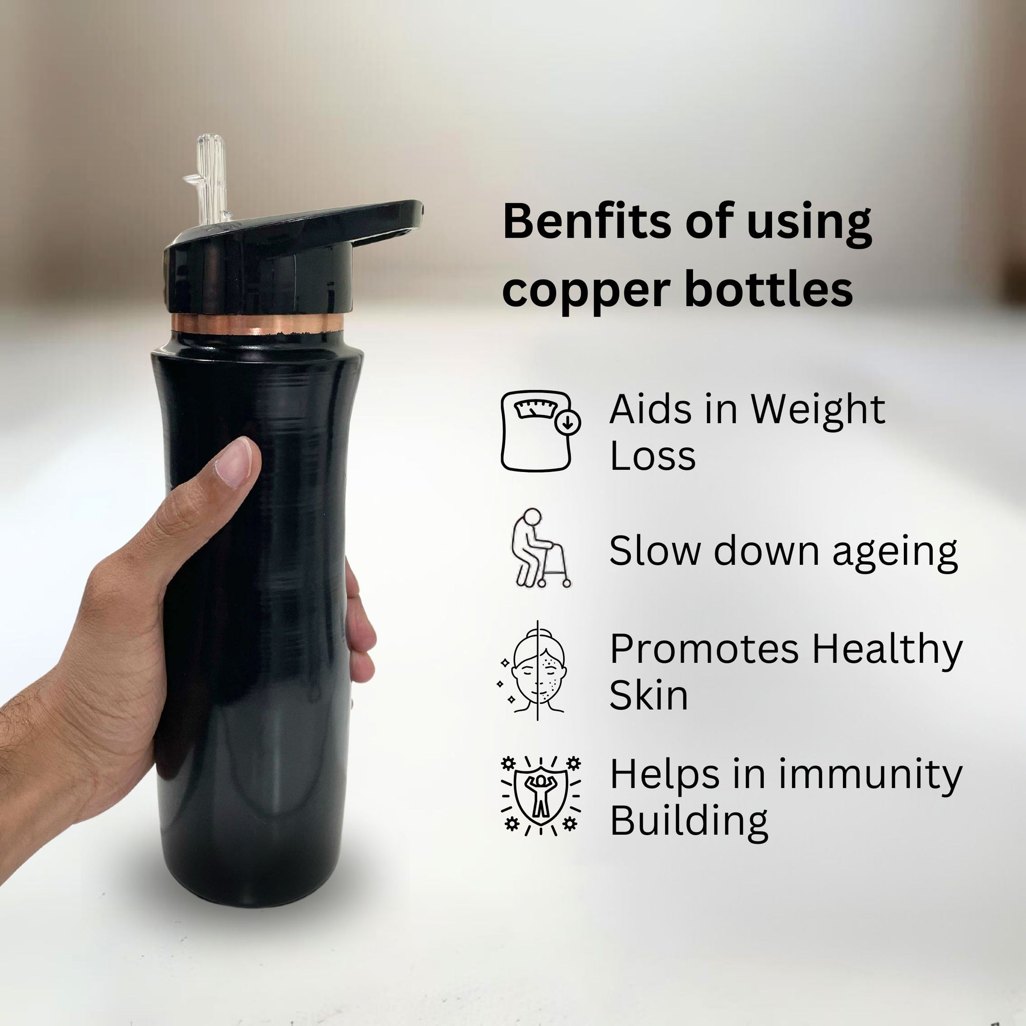 SuperGeneriX Copper Water Bottle (1 Litre), Leakproof, Pure Copper Water Bottle, Tamba Bottles, Authentic, Durable Bottl