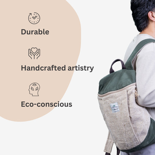 TruHemp Handcrafted Hemp Backpack– Spacious & Durable Backpack with Cotton Lining, Ideal for Everyday Use, Travel, and Work