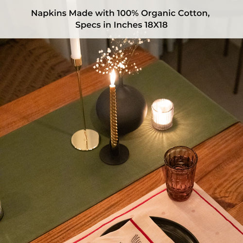 Holy Grail Homes Fairy Forest 100% Organic Cotton Table Linen Set of 6 Placemats, 6 Napkins, 1 Table Runner, Nature Inspired Yarn Dyed Chambray Fabric for Dining Room, Kitchen & Special Occasions