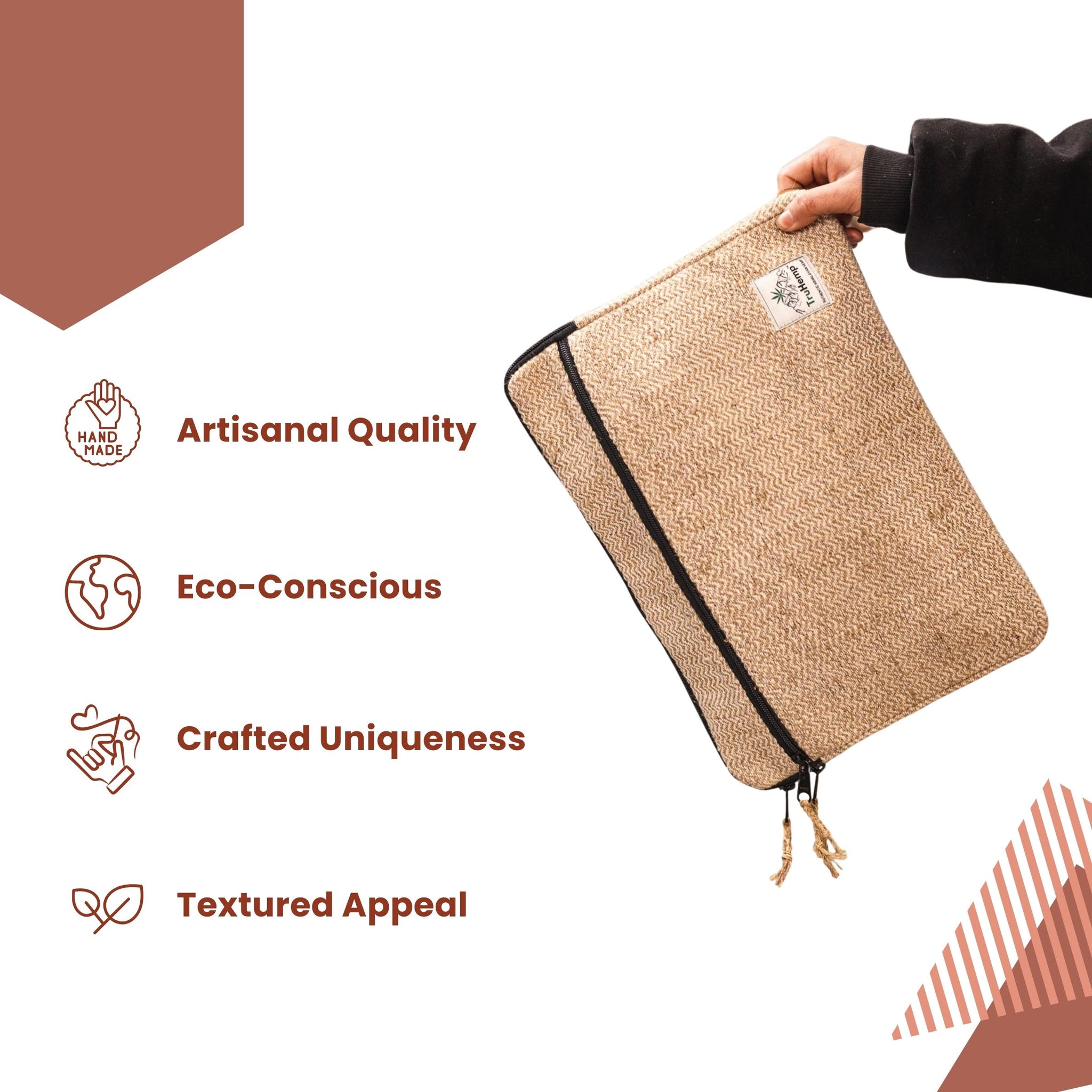 TruHemp Laptop Sleeve – Durable 14-Inch Laptop Cover with Zipper, Lightweight Water-Resistant Case for Travel & Work