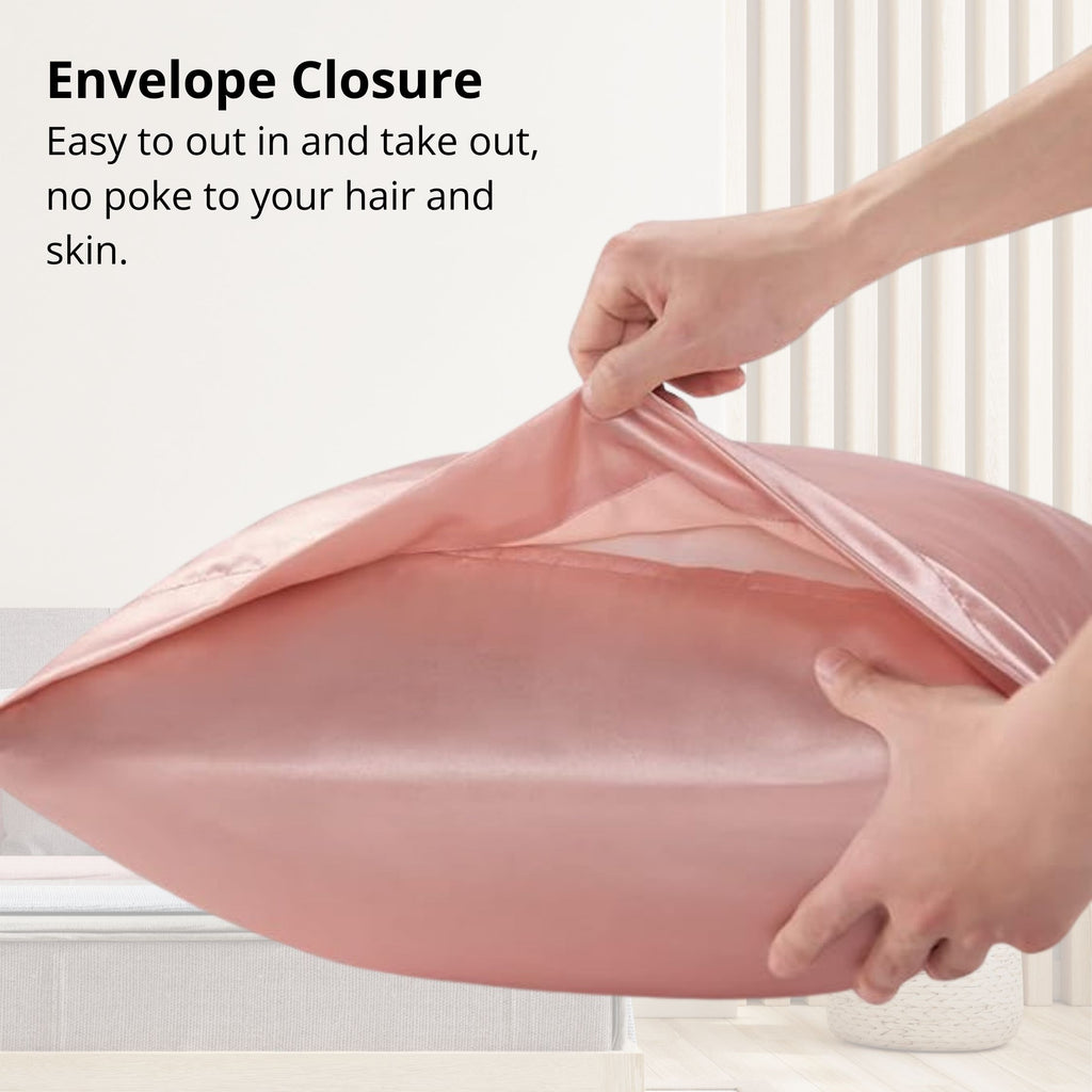 Satin Pillowcases, Similar to Silk Pillow Cases Set of 2, Cooling Pillow Case for Hot Sleepers with Envelope Closure, Gifts for Women Men