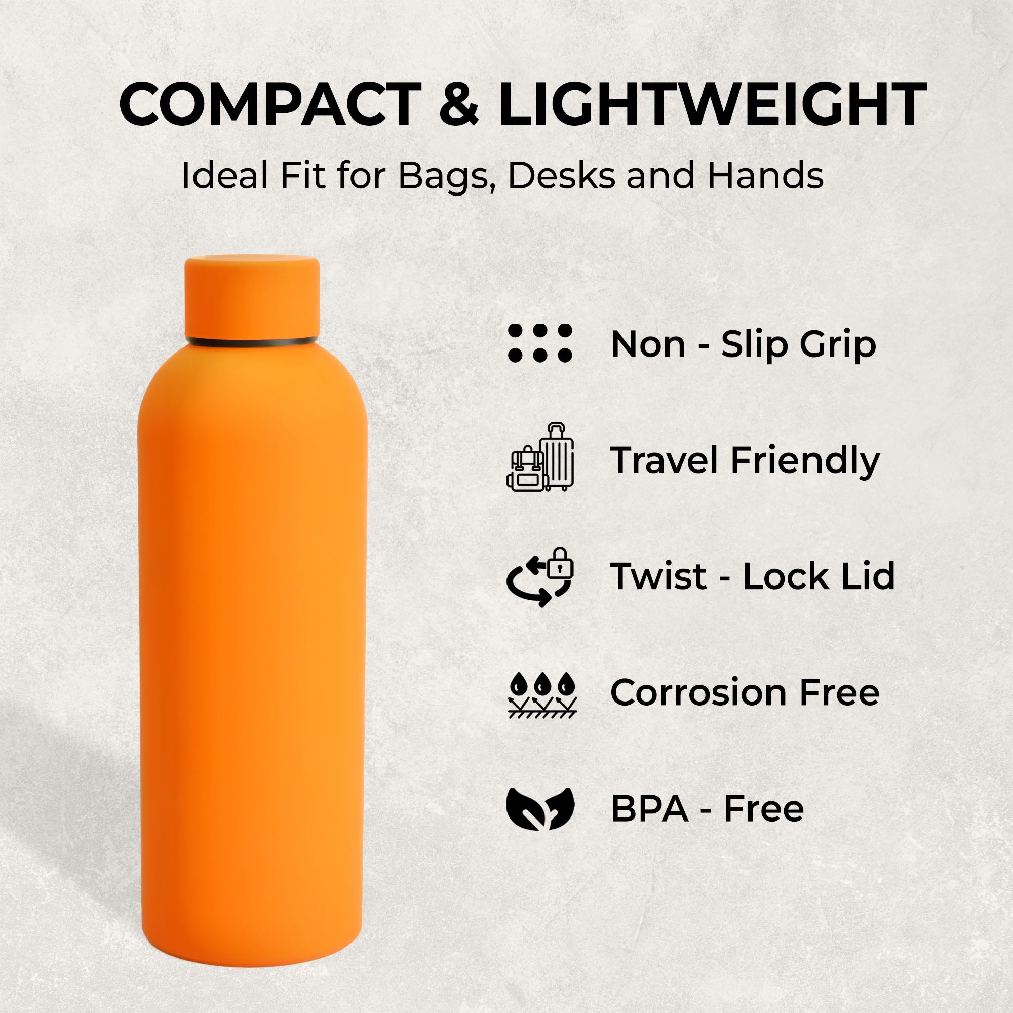 SuperGeneriX 500ml Matte Finish Stainless Steel Water Bottle | Vacuum Insulated Travel Bottle | 12 hrs Hot & 18 hrs Cold