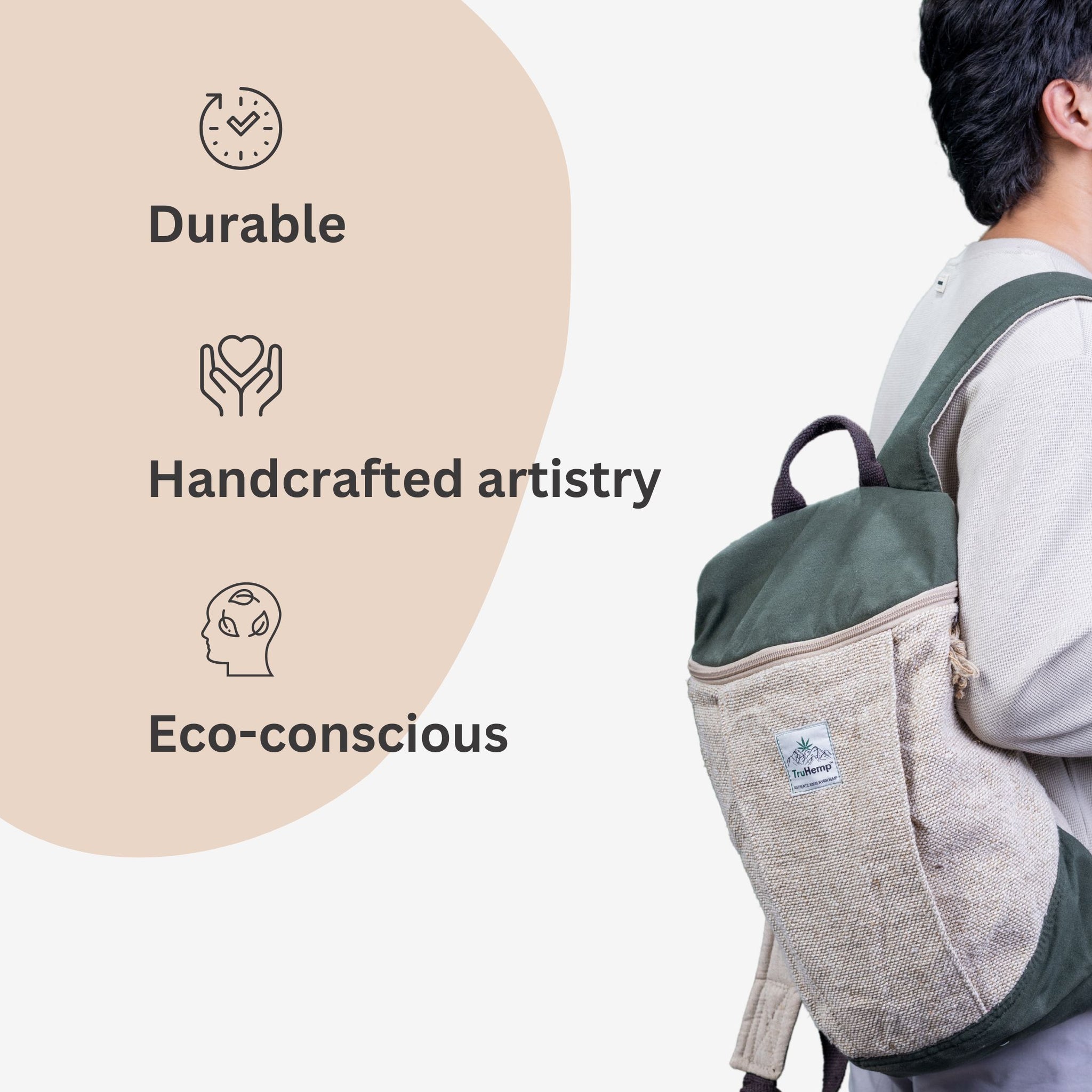TruHemp Handcrafted Hemp Backpack– Spacious & Durable Backpack with Cotton Lining, Ideal for Everyday Use, Travel, and Work