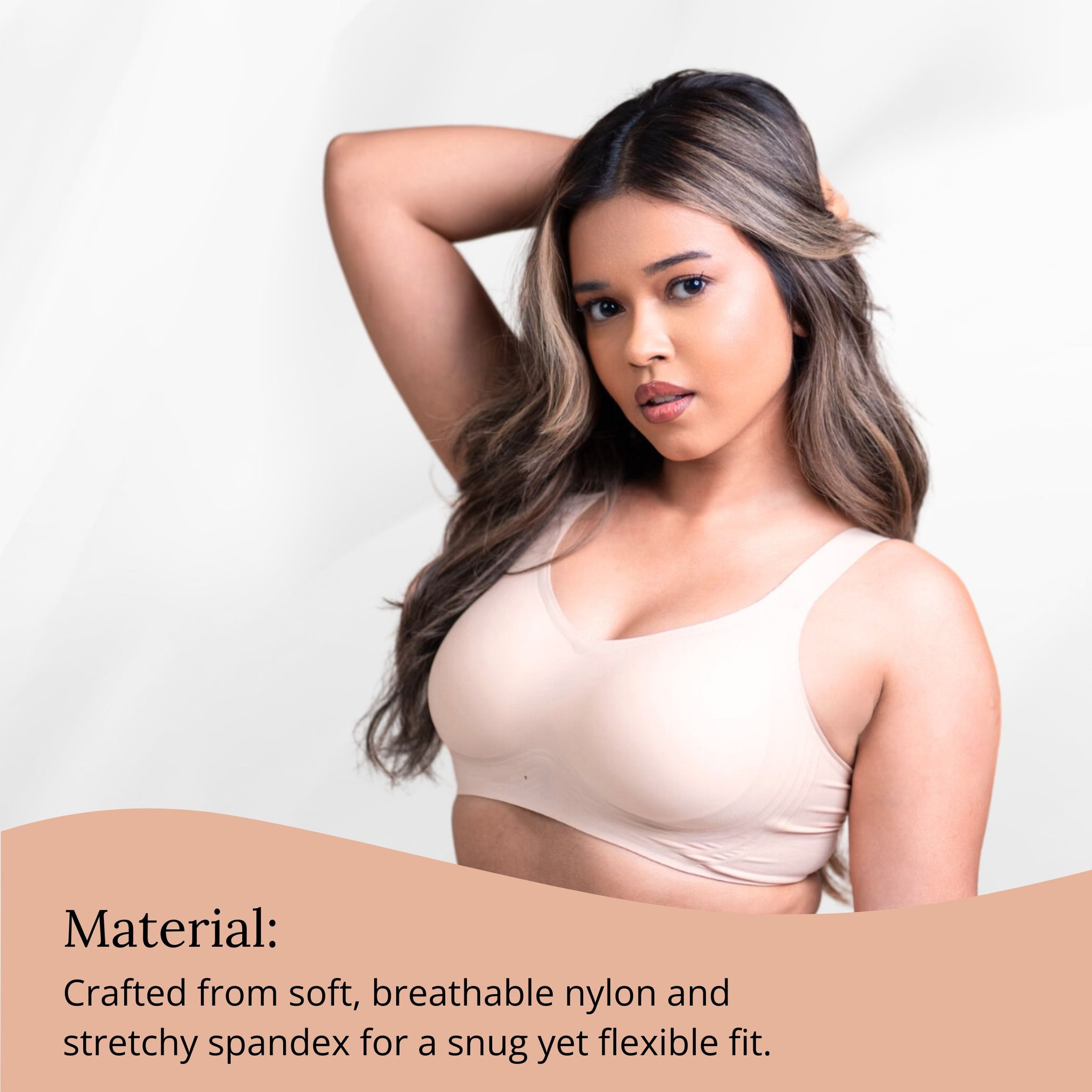 Seamless Padded Support Bra for Women Nylon & Spandex, Thick & Adjustable Straps, Back Hook Closure