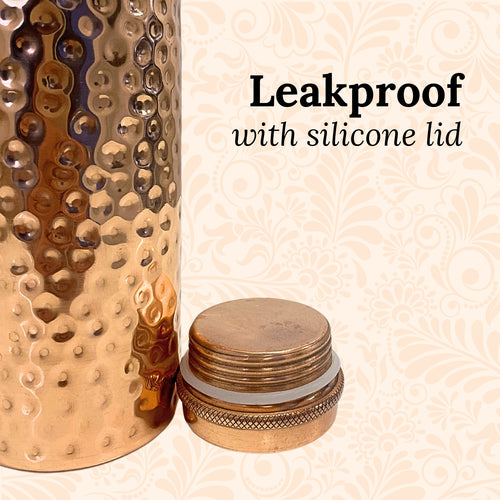 SuperGeneriX Copper Water Bottle (1 Litre), Leakproof, Pure Copper Water Bottle, Tamba Bottles, Authentic, Durable Bottle for Everyday Use (Hammered Copper)