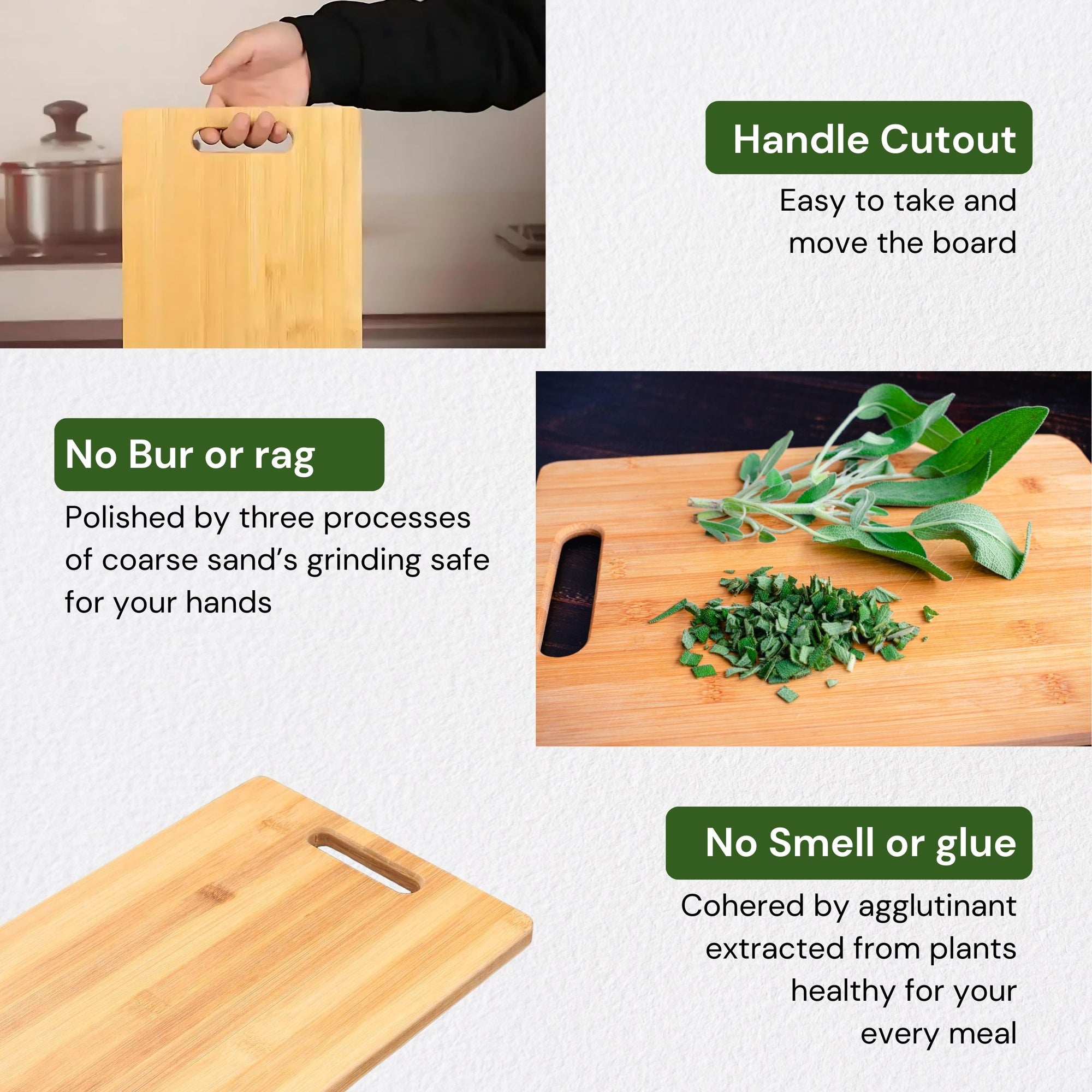 SuperGeneriX Chopping Board for Kitchen Use for Vegetables & Fruits, Eco-Friendly Bamboo Wood, Anti-Microbial, Durable a