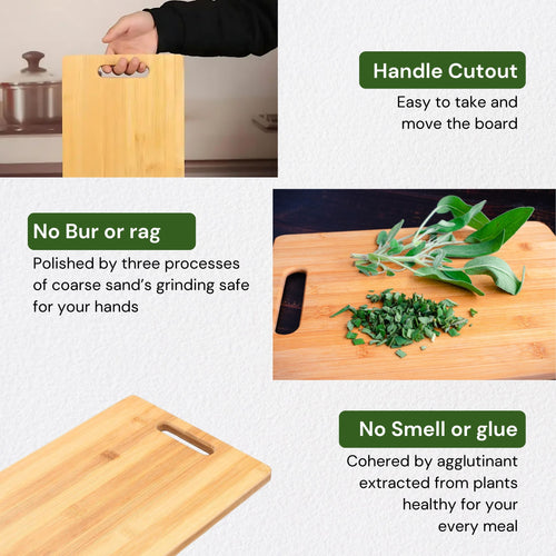 SuperGeneriX Chopping Board for Kitchen Use for Vegetables & Fruits, Eco-Friendly Bamboo Wood, Anti-Microbial, Durable and Easy to Clean, Large (22.5 x 33 cms), Brown