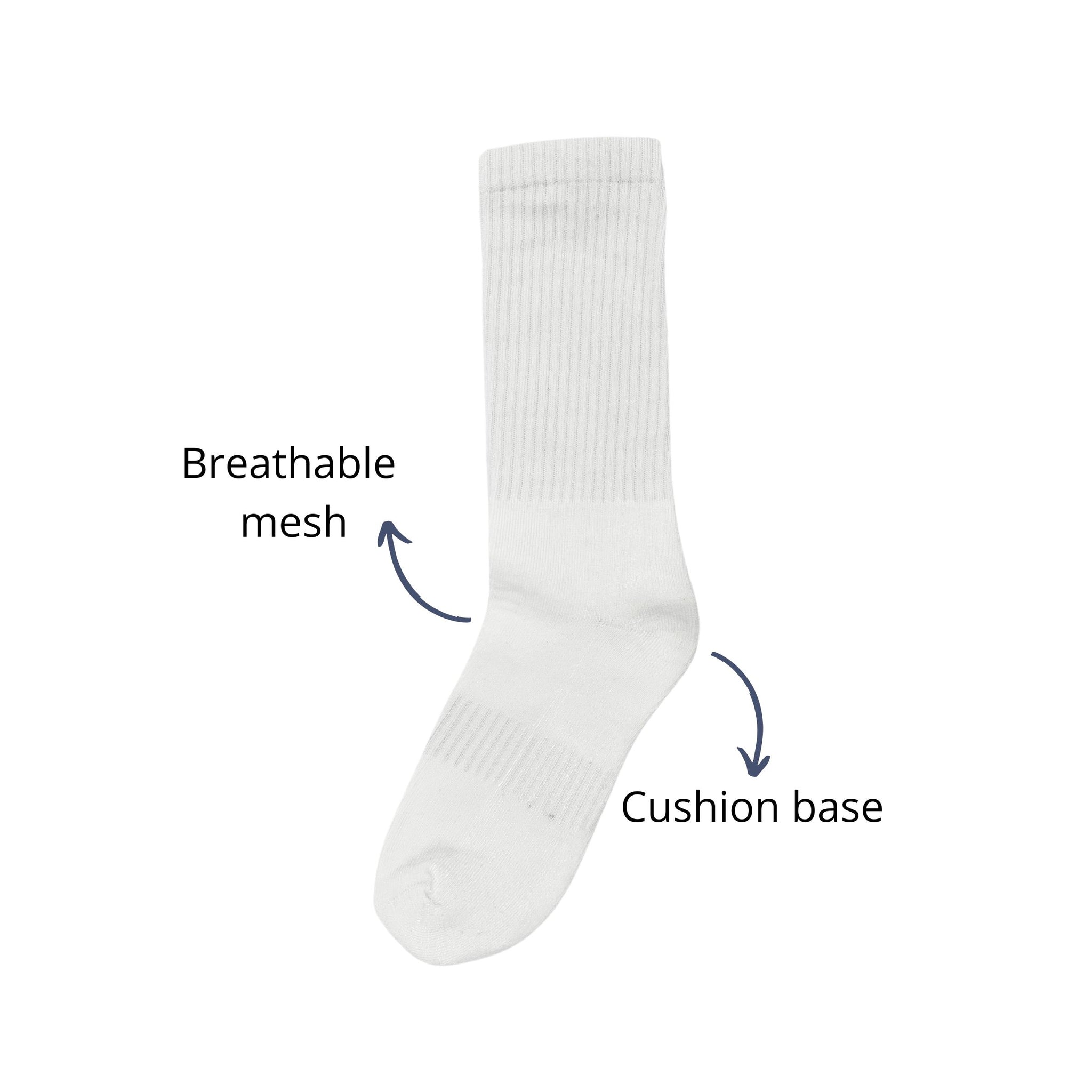 SuperGeneriX Athletic Crew Socks for Men | Crew Length Socks for Sports | Polyester Crew Length Socks | Pack of 6 (US, Alpha, One Size, Regular, Regular, 6, White)