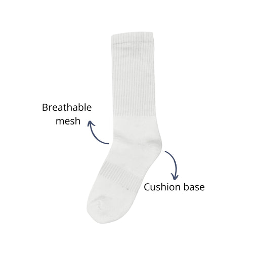 SuperGeneriX Athletic Crew Socks for Men | Crew Length Socks for Sports | Polyester Crew Length Socks | Pack of 6 (US, Alpha, One Size, Regular, Regular, 6, White)