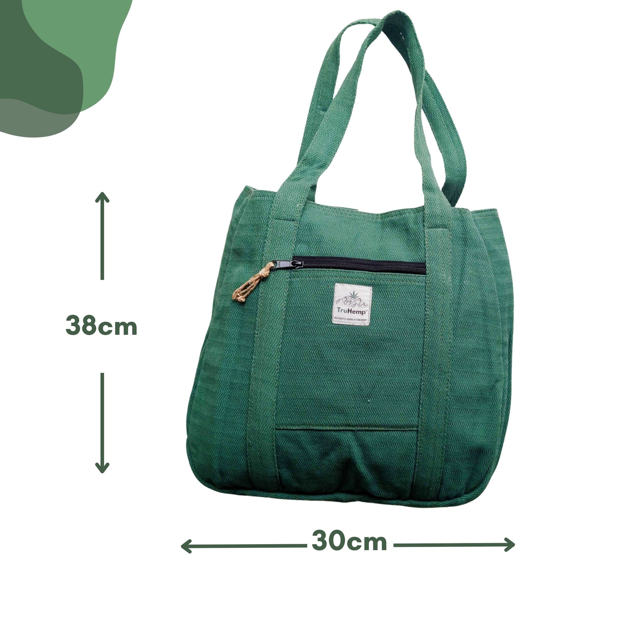 TruHemp Himalayan Hemp Tote Bag– Spacious Shopping Tote with Dual Zippered Compartments, Durable Market Bag with Cotton Lining, 10L Capacity