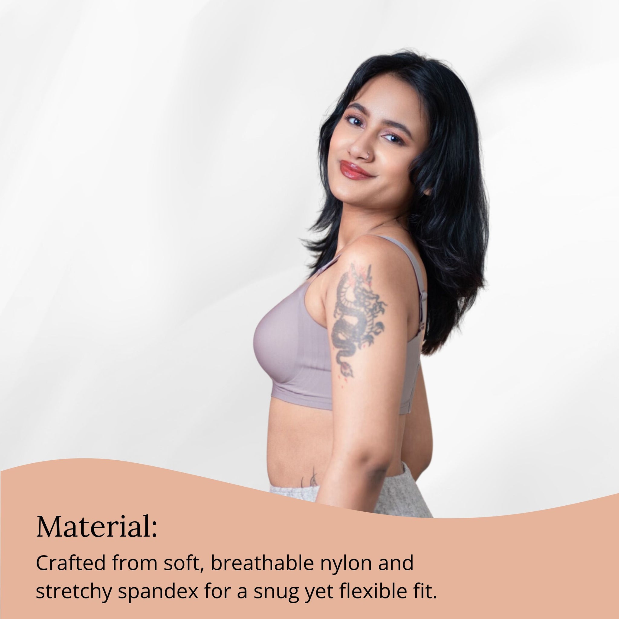 Seamless Padded Support Bra for Women Nylon & Spandex, Thick & Adjustable Straps, Back Hook Closure