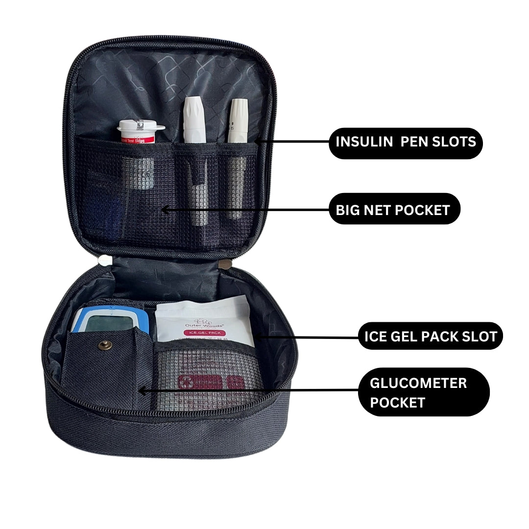 Outer Woods Nylon Insulin Cooling Travel Bag with Two Ice Gel Packs, Keeps Insulin Cool and Safe for 6 to 8 Hours, Insulin Cooler Travel Pouch