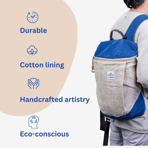 TruHemp Handcrafted Hemp Backpack– Spacious & Durable Backpack with Cotton Lining, Ideal for Everyday Use, Travel, and Work